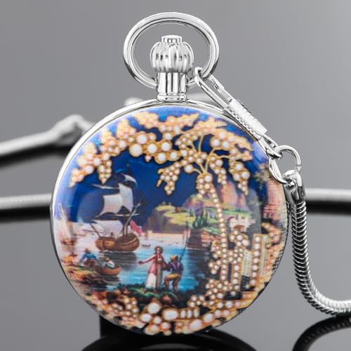 Image of Copper Pocket Watch Steampunk Mechanical London Hand Wind Mens Watches with Chains & Boxs