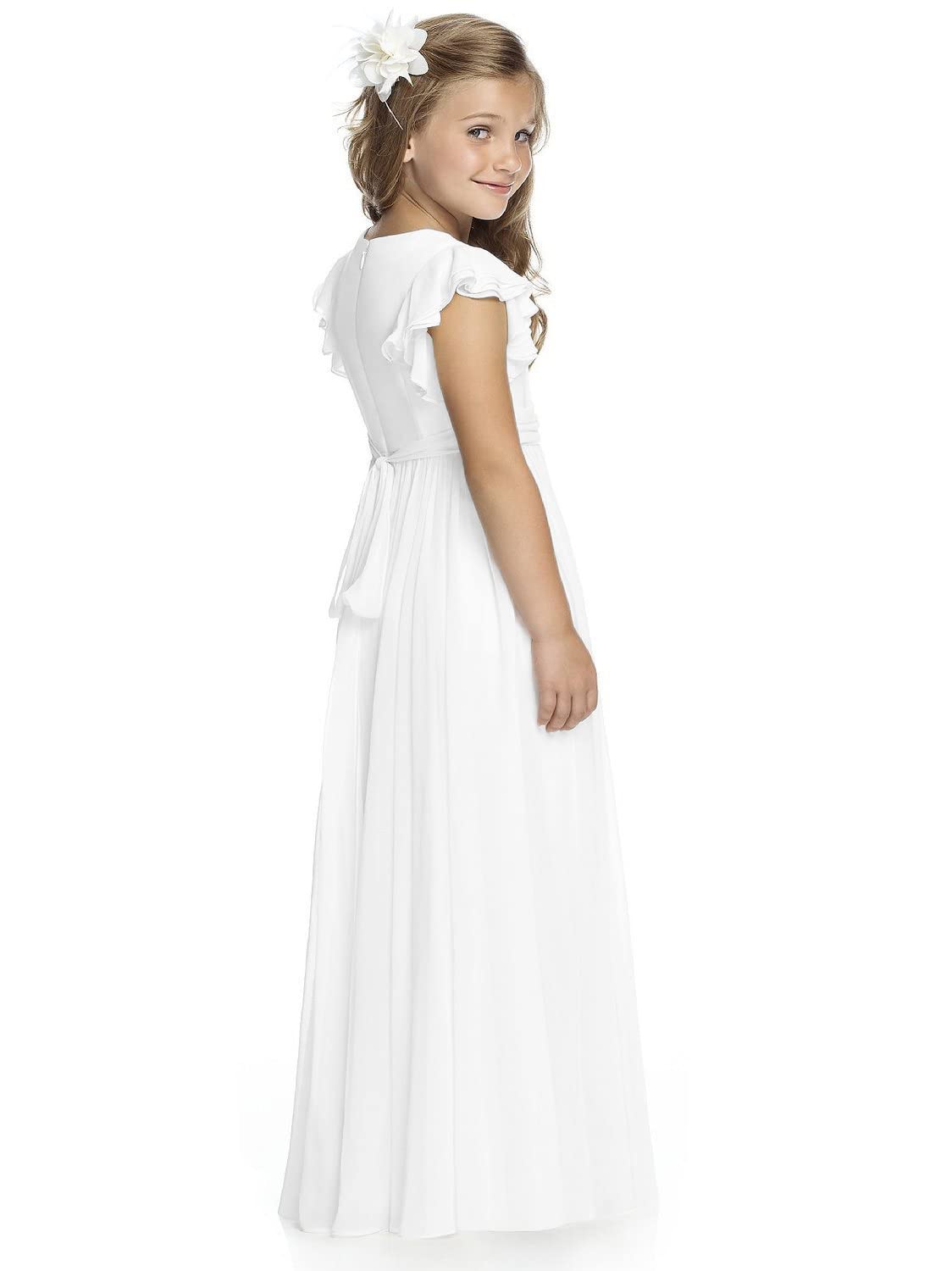 Aibaowedding Fancy Chiffon Blumenmädchen Kleider Flatterärmel Junior Brautjungfer Kleid