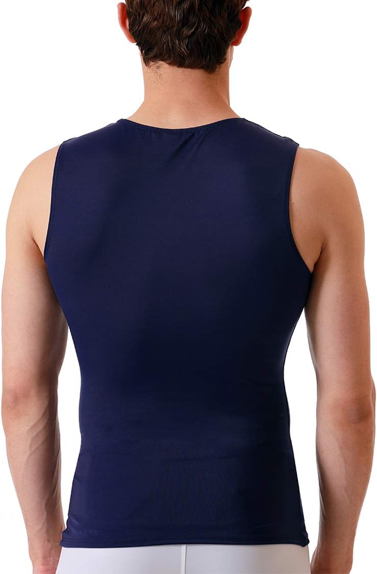 Insta Slim - Made in USA - 3 Pack - Mens Compression Body Shaper Sleeveless V-Neck for Back Support, Gynecomastia & Hernias