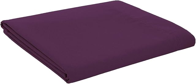 AmigoZone Easycare Pollycotton Percal Flat Sheet, Single - Plum