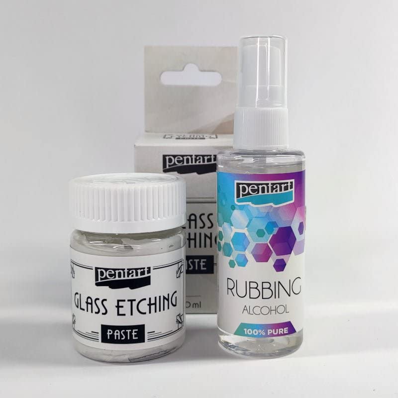 Zita´s Creative Glazen opzetpasta 2 x 50 ml in een set met alcoholspray. Glass Etching Paste, etspasta, vorsteffect