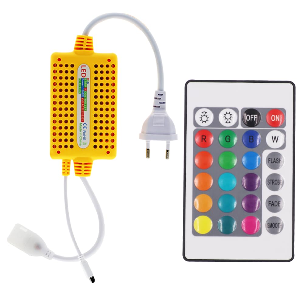 Tira LED RGB Regulable 220V [10M], IP65 impermeable flexible, SMD5050, 60 LEDs/m Tira LED CRI85+, cortable cada 1 metro, decoración para hogares y tiendas