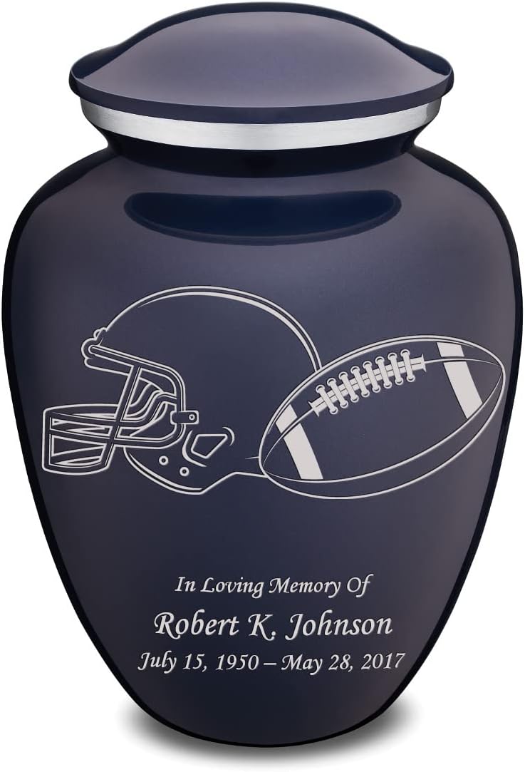 Geturns - Adult Personalized Football Cremation Urns for Human Ashes I Large Cobalt Blue Funeral Urn for Men and Women I 200 lbs