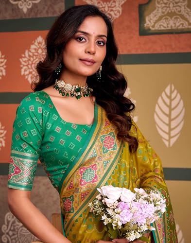 Image of MADHUHANSH Women's Cotton Linen Saree with Unstitched Blouse Piece and Floral Printed Pattern | Women Saree for Special Occasion | Stylish Modern Sarees