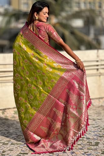 Image of SGF11- Women's Kanjivaram Woven Soft Silk Saree With Blouse Piece