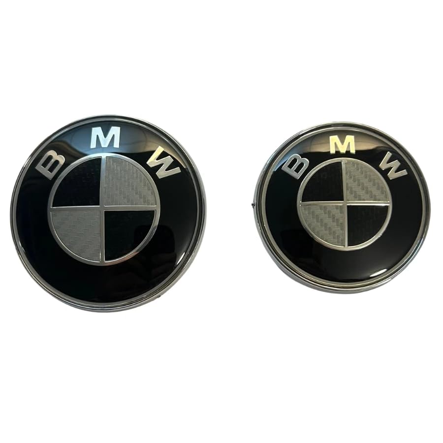 Window-Tint.co.uk For 2x BMW Front & Rear Badges - Carbon Fibre - 82mm and 72mm