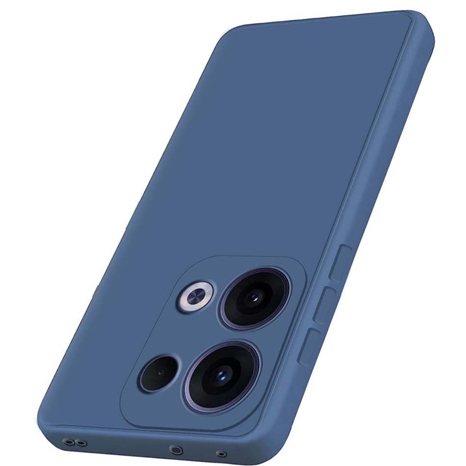 Image of Fashionury Liquid Silicon Back Cover for Oppo Reno 13 5G | Inner Velvet Fabric | Camera Protection | Anti-Fingerprint | Ultra Slim Case (Blue)