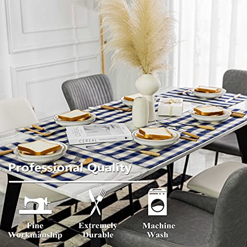 Home-Brilliant-Farmhouse-Placemats-Set-of-6-Machine-Washable-Place-Mats-for-Kitchen-Table-Mats-13-x-19-inches-Checker-Plaid-Navy-Blue Home Brilliant Farmhouse Placemats Set of 6 Machine Washable Place Mats for Kitchen Table Mats 13 x 19 inches Checker Plaid Navy Blue