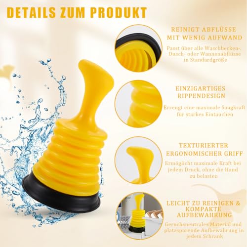 Tyafzzn 18cm Pömpel Klein Saugglocke Abfluss, Pümpel Saugglocke Plunger Sink Maximale Saugkraft Plunger Sink für Bad Küche Dusche Toilette