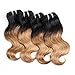 Brazilian Remy Hair Ombre Blonde Body Wave Bundles 4PCS 10Inch 50G/PCS Total 200G Light Brown Human Hair Extensions Hair Weaving (1B/27)