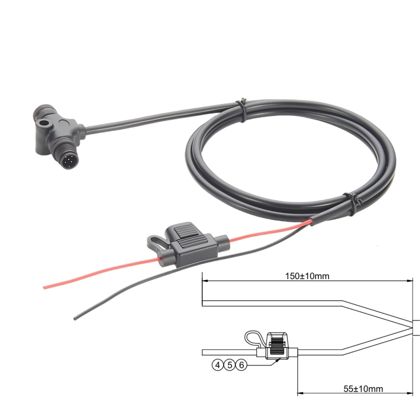 NMEA 2000 N2K T-Netzkabel mit Sicherung, IP67, Marine-Qualität, M12, 5-poliger Stecker auf Buchse, Rückgrat, für Lowrance Simrad B&G Navico Garmin-Netzwerke (1,5 m)
