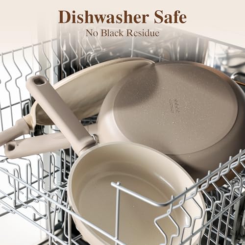 Image of SENSARTE Ceramic Pots and Pans Set Nonstick, 20Pcs Cookware Set, Taupe