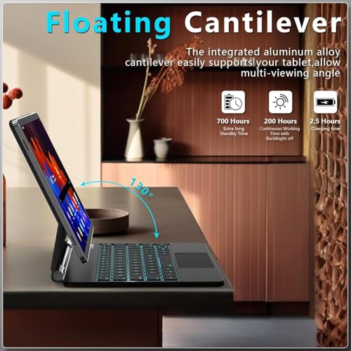Image of MICROWARE Magentic Keyboard for Samsung Galaxy Tab S9 FE 10.9 inch, Tab S9 /S8 /S7 11 inch, Backlit Wireless Bluetooth Magic Keyboard Case Cover Stand Multi-Touc Trackpad. (Magical, S9 11 inch)