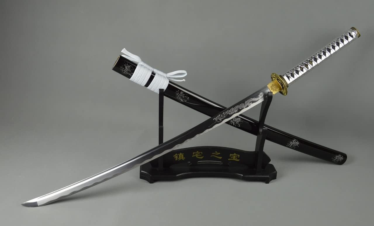 HERO SWORD Handmade Sharp Katana Hand Forged 1095 High Carbon Steel Full Tang Blade Japanese Samurai Sword Silver Dragon Katana Real Weapon