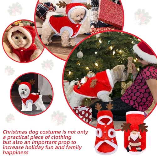 Ayizhiniu Hundekostüme Weihnachten, Pet Hoodies Warme Hundemantel, Katzen Hunde Weihnachtskostüm, Weihnachtskostüm Haustier Kleidung, Anwendbar auf Weihnachtskleidung für Hunde