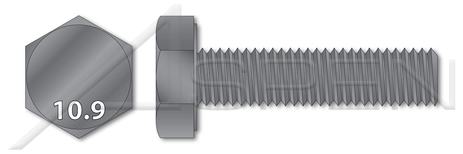 (30 pcs) M16-1.5 X 35mm, DIN 961, Metric, Hex Head Cap Screws Bolts, Fine Thread, Full Thread, Class 10.9 Steel, Plain