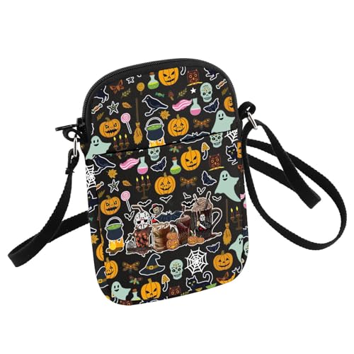 Horror Coffee Crossbody Bag Halloween Party Gift Horror Movie Fan Small Sling Bag Spooky October Gift
