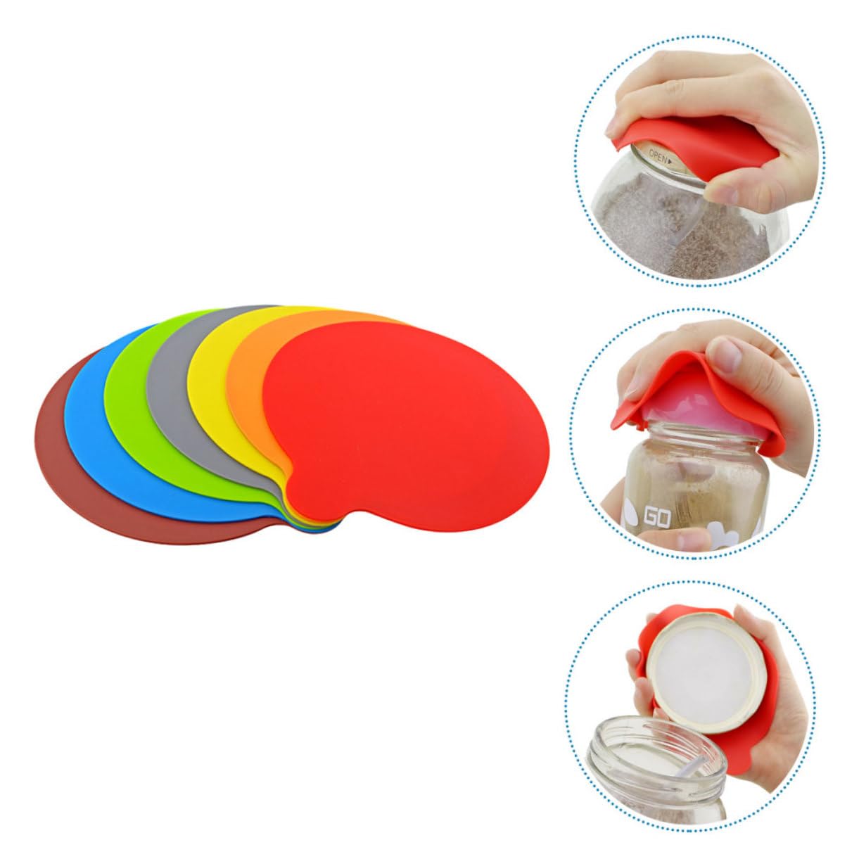 Cabilock 5 Sätze 5 Sets Flaschenöffnungsmatte Griff Glasöffner Pad Flaschenöffner Greifer Pad Dosenöffner Griffpolster Öffnermatten Pads Flaschendeckel Öffner Pads 7 Stück * 5