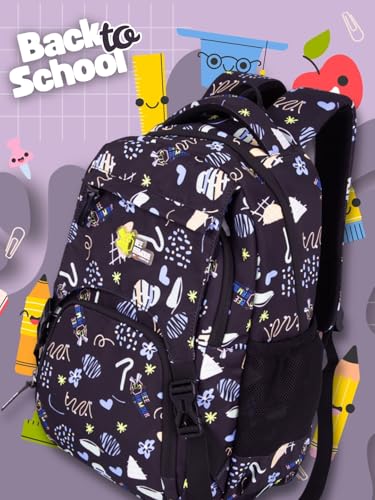 Image of Zara Sky Blue Doodle Dream School Backpack Pastel Fun Edition