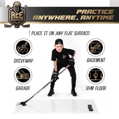 image for ACE HOCKEY Shooting Pad 24” x 48” - Shoot Like on Real Ice - Pract