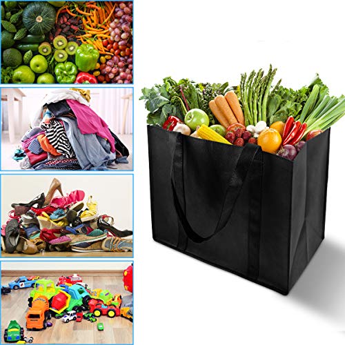 LadyRosian-10-Pack-Heavy-Duty-Kitchen-Reusable-Grocery-Bags-Durable-XL-Shopping-Bags-Tote-Bags-with-Handle-Can-Hold-45lbs