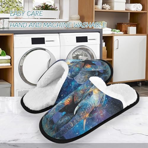Cartoon Blue Star Elephant Slippers For Women Men Soft Memory Foam Non-Slip Animal Winter Indoor House Shoes Travel Slipper3