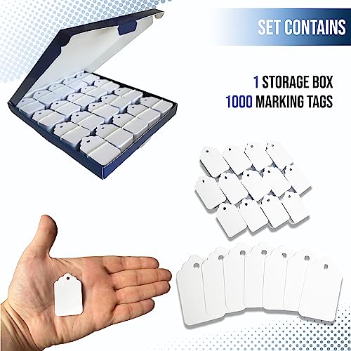 Image of EasyTwelve - Price Tags - 1000 White Hang Tags, 1.75 x 1.093 in, Tags for Clothing, Jewelry, Retail, Garage Sale (Pack of 2)