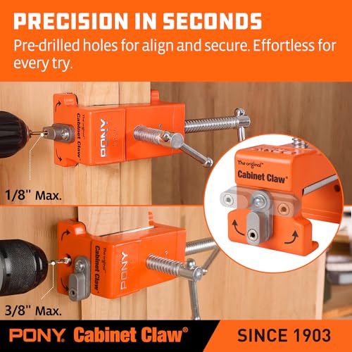 PONY 2-Pack Cabinet Clamps, 8510 Cabinet Claw, Face Frame Clamps for Installing Cabinets, 440 lbs Load Limited Orange