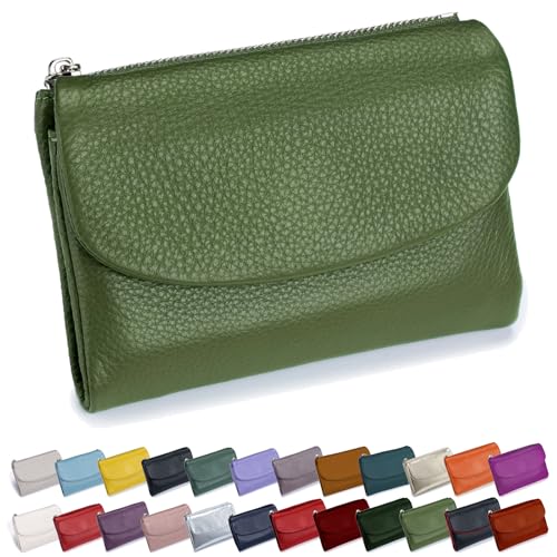 Unisex Pebble Leather Wallet, 5.3in Short Genuine Leather Coin Card Holder, RFID Small Women Leather Wallet with Card Holder & Coin Purse, Clutch Slim Wallet for Ladies (05)