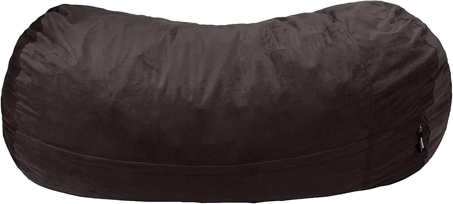 Amazon Basics Memory Foam Filled Bean Bag Lounger with Microfiber Cover, 7 ft, Grey, Solid