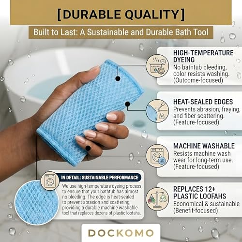 DOCKOMO African Net Sponge - 40-Inch Long Exfoliating Body Scrubber for Shower - Fast-Dryi - image 5