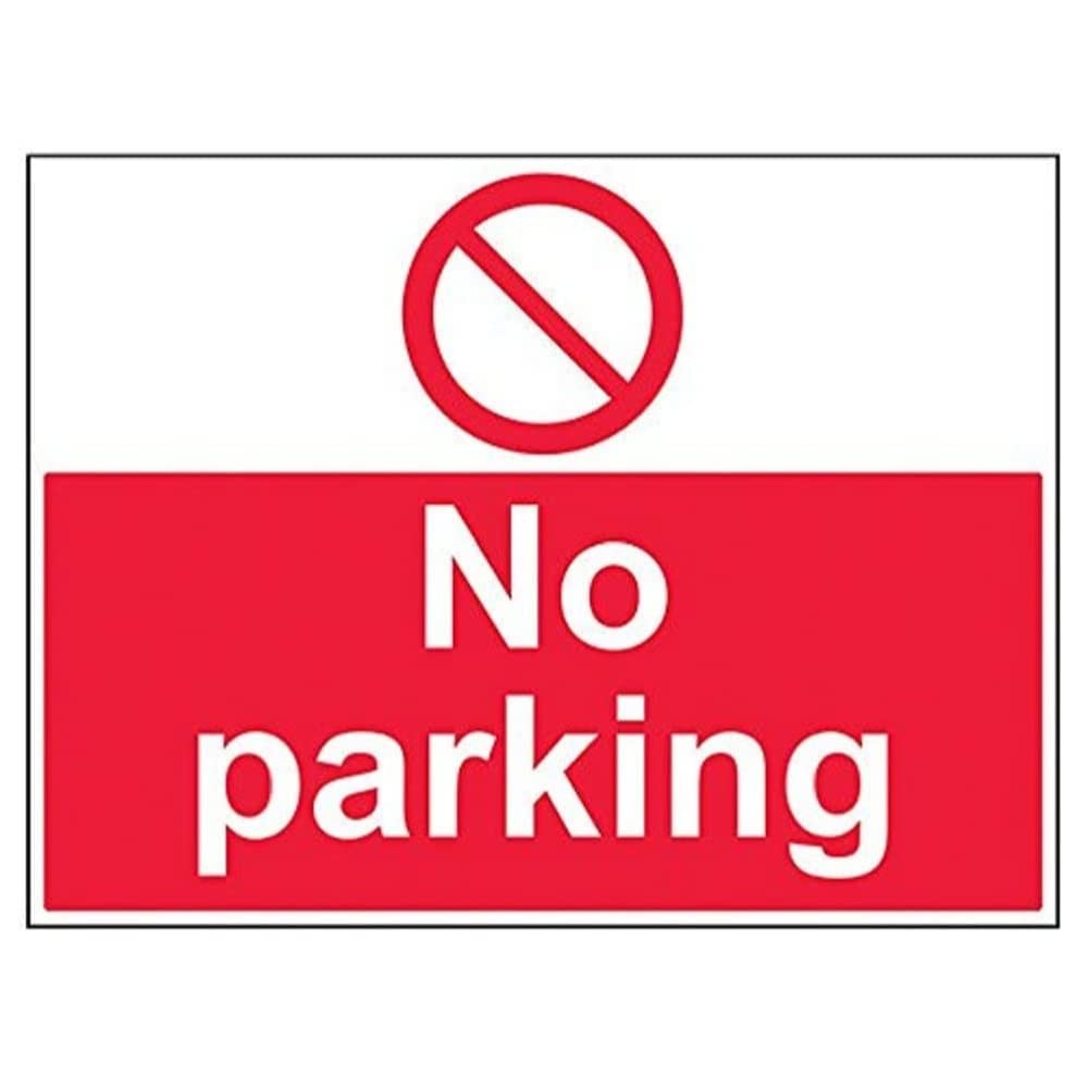 Vsafety No Parking Sign - Landscape - 600mm x 450mm - 1mm Rigid Plastic, Red, 52042BR-R