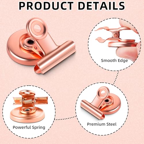 Grtard 48pack Magnetic Clips Heavy Duty, Magnet Clips for Fridge, Refrigerator Magnets, Scratch Free Magnets with Clip, Strong Magnetic Clip for Refrigerator, Whiteboard, Locker, Cruise (Rose Gold)