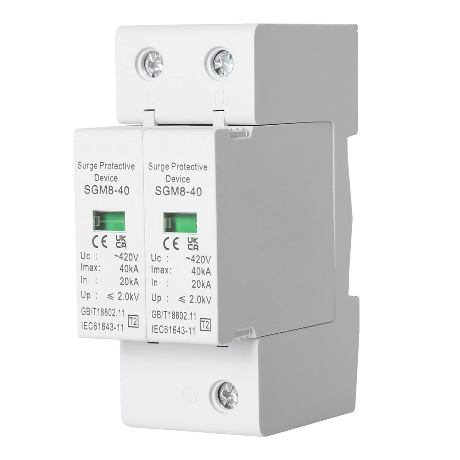 DEWIN Scaricatore di Sovratensione 220V 2P 40kA AC 420V Dispositivo di Protezione Contro le Sovratensioni