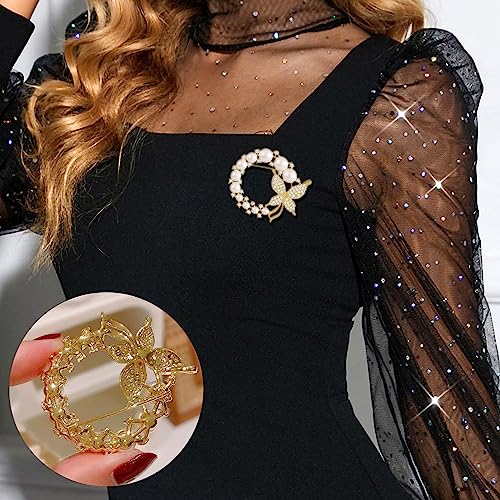 Image of Crystal Pearl Flower Brooches Pins Fashion Beautiful Created Rhinestone Floral Brooch Good Idea for Party Dance Wedding Banquet for Elegant Women Girl