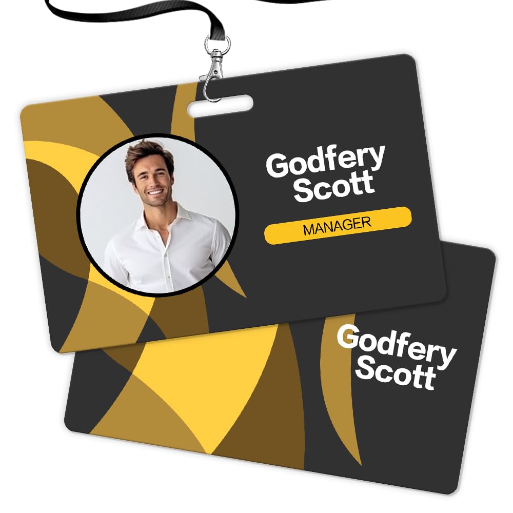 Custom ID Badge with Photo Logo Barcode Personalised Name Identification Badges Double Sided Print Employee ID Badge for Office Worker Doctor Nurse Student(Horizontal-Style 4)