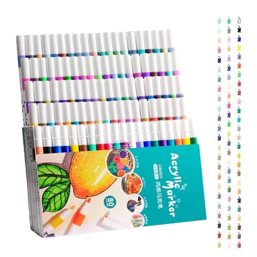 Opilroyn Marcadores de pintura para niños, bolígrafo de pintura con punta de pincel, suministros de arte, manualidades, colores, impermeables, de secado rápido para papel, cerámica, piedras, mochilas