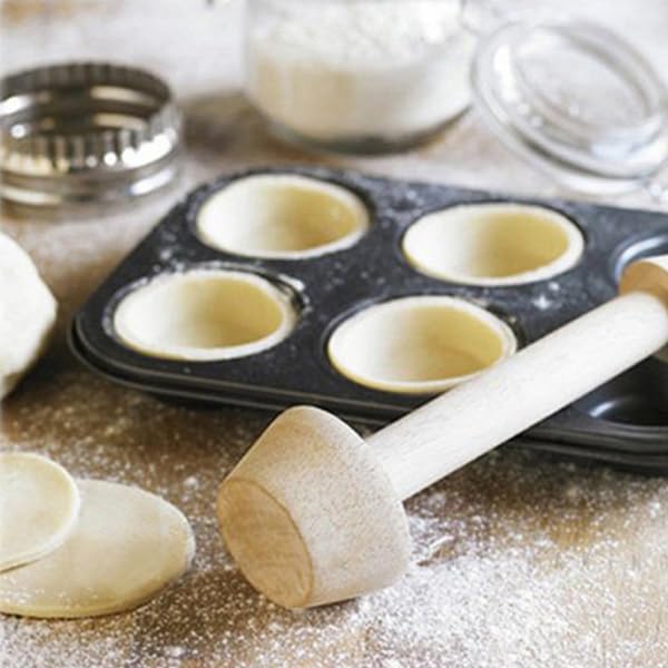 Nikou Tart Tamper Set Tart Shaper, Dual-Sided Dough Crust Tamper Wooden Egg Tart Mold - Image 3