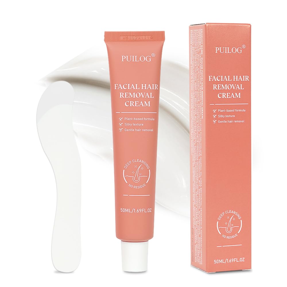 Facial Hair Removal Cream for Women - Painless Gentle Depilatory Cream for Upper Lip Chin & Face with Spatula, 4-Minute At-Home Sensitive Skin Hair Remover, 1.69 Fl Oz