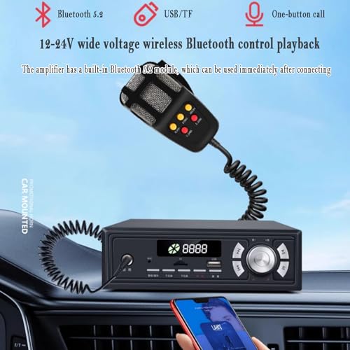 Megafono per auto con Bluetooth, altoparlante ad alta potenza da 1200 W per pubblicità esterna, supporta la registrazione/riproduzione di schede USB/TF, copertura del suono a 360°