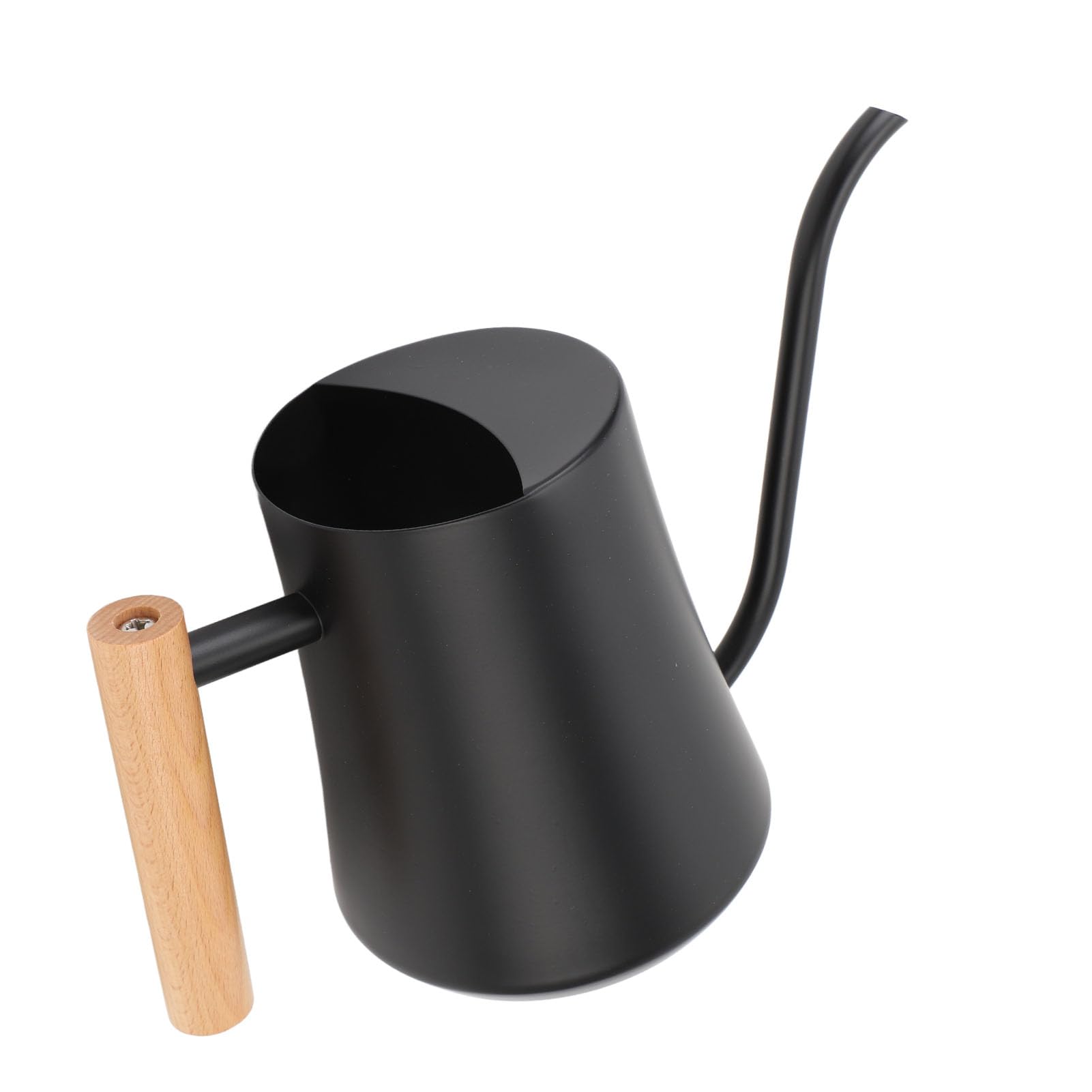Wakects Regadera de Interior Regadera de Acero Inoxidable 1L Caño Largo de Madera Negro Mate para Plantas de Interior Plantas de Suculentas Bonsai Oficina en Casa (Negro Mate)
