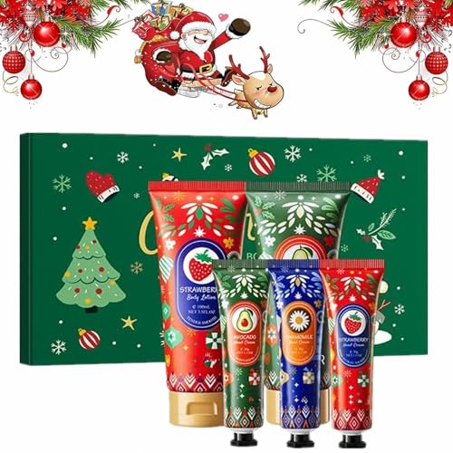 Crema Manos Navidad, 3 Piezas Navidad Crema de Manos Regalo, 2 Piezas Cream Hidratante Corporal, Cream Manos y Corporal Agrietadas y Secas, Hidrata Tu Piel, para Acción de Gracias, Mujer Hombre