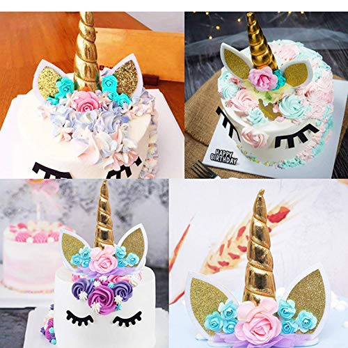 Unicorn Cake Topper Unicorn Birthday Party Supplies Unicorn Birthday Decorations For Girls Unicorn Cake Decoration Unicorn Horn First Birthday Cake Topper Kit With Eyelashes, 5.8 Inch #TOP6