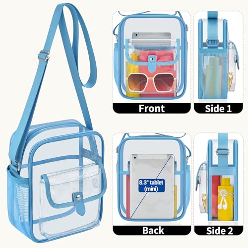 Image of SPODEARS Clear Crossbody Bag for Stadium, Concert, Festival & More - Adjustable Shoulder Strap & Bottle Holder