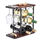 ALLCENER Wine Rack with Glass Holder, Countertop Wine Rack,...