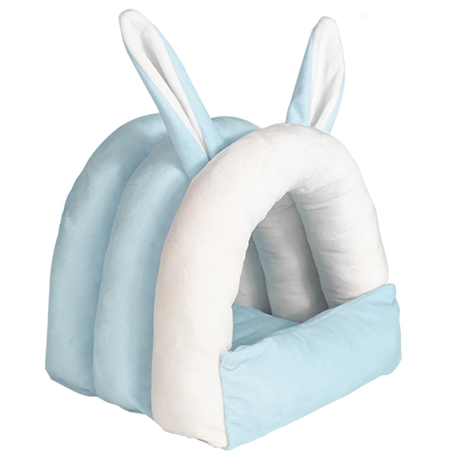 Gralara Maison de Lit pour Lapin et Cochon d'Inde, Grotte pour Petits Animaux, Bleu