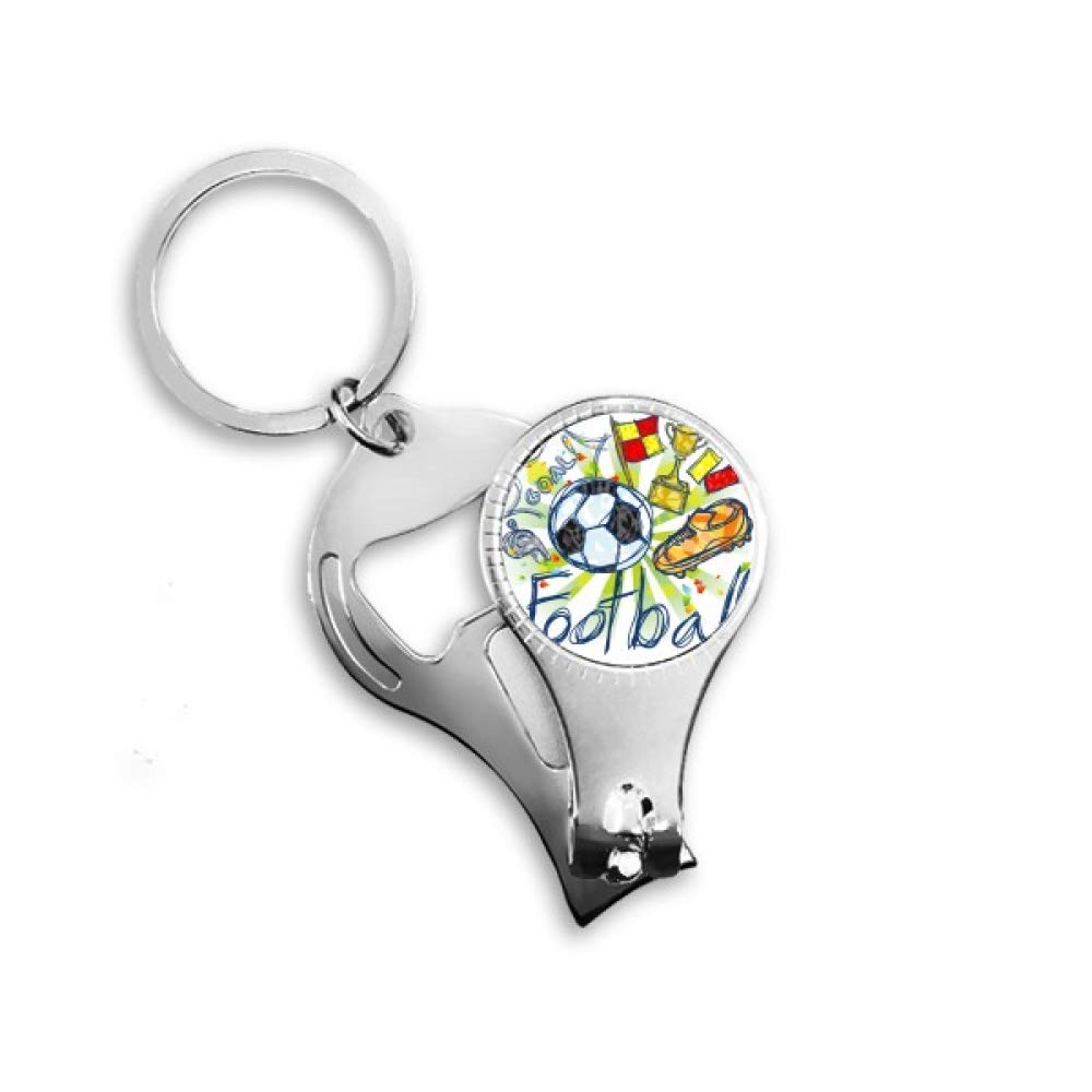 Porte-clé football dessin animé en PVC souple pour clés et sac