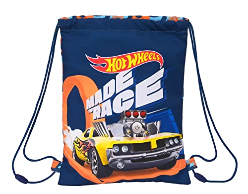 Sac à dos plat junior Hot Wheels bleu marine et orange 26x34 cm