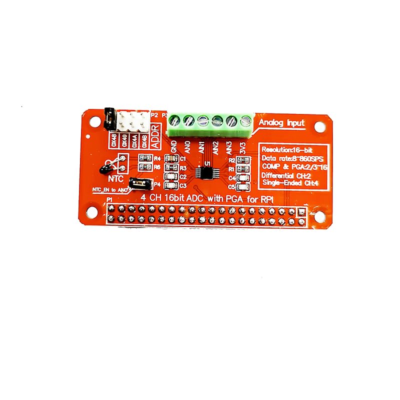 RPi-ADS1115-ADC Module, Precision 16-bit Analog-to-Digital Converter (ADC), I2C Interface for Raspberry Pi