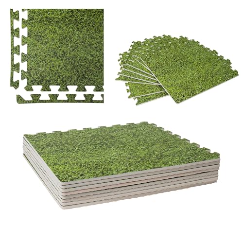 WERKA PRO Dalle pour Piscine imprimé Gazon 50x50cm 1cm épaisseur 8 pièces